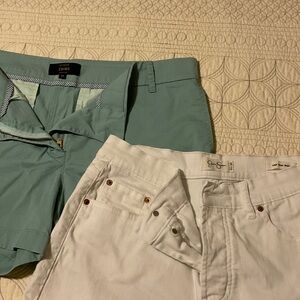 J. Crew Mint and Jessica Simpson cutoff White button fly Shorts